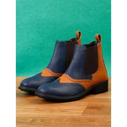 Roadster Women Blue & Tan Colourblocked Boots