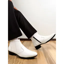 Bxxy Men 2 Inch Heel Height Increasing Casual Party Wear Zip boot On Cuban Sole