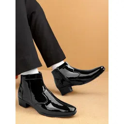 Bxxy Men 2 Inch Heel Height Increasing Casual Party Wear Zip boot On Cuban Sole