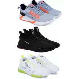 Pennon Sport Shoe LaceUp Lightweight Multicolour Running Shoes For Men Pack Of 3 Running Shoes For Men