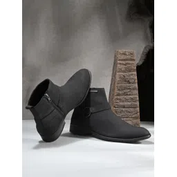 El Paso Men Black Faux Leather Casual Chelsea Boots Boots For Men