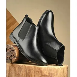 Stylish Black Synthetic Leather Chelsea Boots For Men Slip on Formal Boots For Men