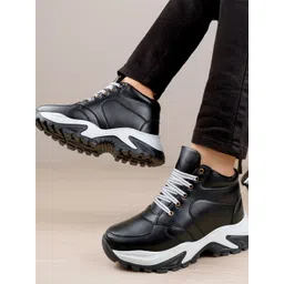 Bxxy Men Colourblocked High-Top Lace-Ups Round Toe Elevator Sneakers