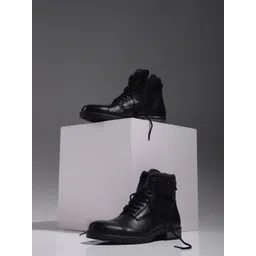 Jack & Jones Men Leather Mid-Top Block Boots