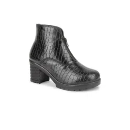 VALIOSAA Women Black  Textured Heeled Winter Boots