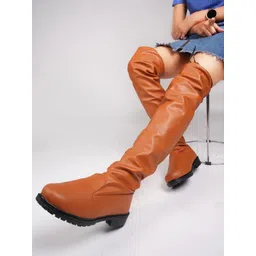 JM Looks Women High-Top Above Knee Length Platform Heel Regular Boots