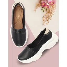 FAUSTO Women Stitched Design Lightweight Slip-On Sneakers