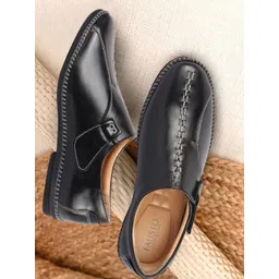 FAUSTO Men Black PU Slip-On Sneakers