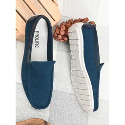 Prolific Men Blue Textured Slip-On Sneakers