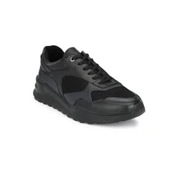 Delize Men Black Leather Sneakers