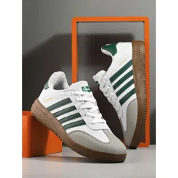 BIRDE Men Striped Lightweight Round Toe Lace-Ups Sneakers