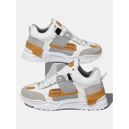 RapidBox Men White Colourblocked Sneakers