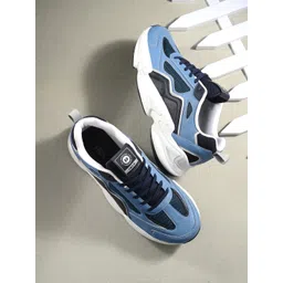 HRX by Hrithik Roshan Men Blue & White Textured Chunky Sneakers