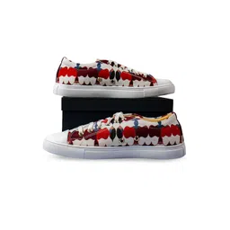 KobSook Men Printed Low Ankle Comfort Insole Canvas Contrast Sole Sneakers