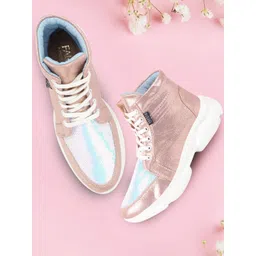 FAUSTO Women Pink Mid-Top Sneakers