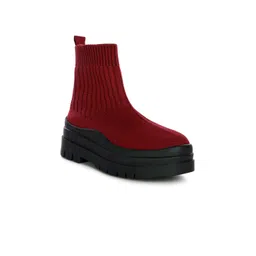 London Rag Women Textured Platform-Heeled Chunky Boots