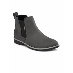 Fentacia Men Grey Solid Synthetic Chelsea Boots