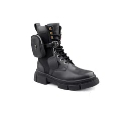 bacca bucci Men Side Pocket Leather Chunky Boots