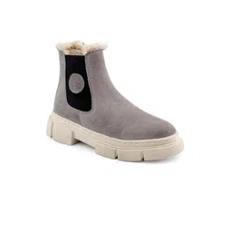 bacca bucci Men ALPINE ARMOR Mid Top Leather Block-Heel Snow Chelsea Boots