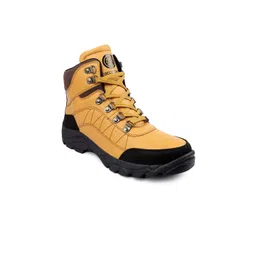 bacca bucci Men Textured Mid Top Flatform-Heel Hiking Boots