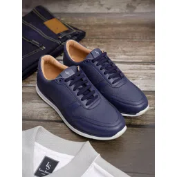 LOUIS STITCH Men's Casual Diamond Embossed Blue Sneakers