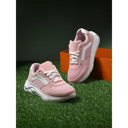 The Roadster Lifestyle Co. Women Pink & White Textured Lightweight Sneakers