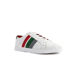 Khadims Men White Striped Sneakers