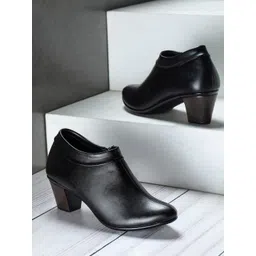 Shezone Black Block Heeled Boots