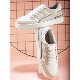 HRX by Hrithik Roshan Women Beige Gamescape Colourblocked Round Toe Lightweight Sneakers