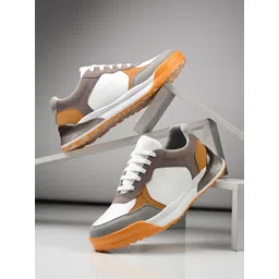 The Roadster Lifestyle Co. Men White Colourblocked Lace-Up Casual Sneakers