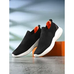 HRX by Hrithik Roshan Men Black & White PU Foam Bounce Back Walking Shoes