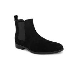 SHENCES Men Genuine Leather Suede Chelsea Boots