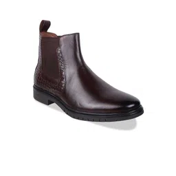 DAVINCHI Men Leather High-Top Chelsea Boots
