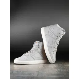 HRX by Hrithik Roshan Men Grey Textured Round Toe Sneakers