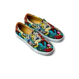 KobSook Men Printed Canvas Slip-On Sneakers
