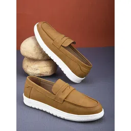 Mast & Harbour Men Mustard Round Toe Memory Foam Slip-On Sneakers