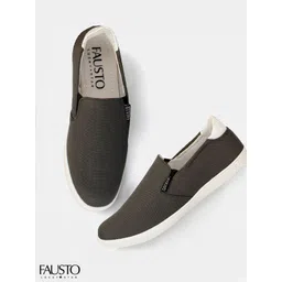 FAUSTO Men Grey Slip-On Sneakers