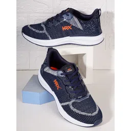 HRX by Hrithik Roshan Men Navy Blue & Grey Flyknit Mesh Marking Running Shoes
