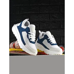 Roadster Men White & Blue Lace-Ups Sports Running Shoes