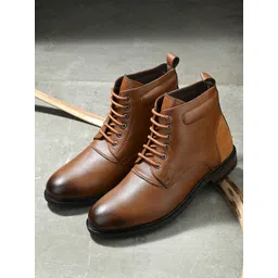 The Roadster Lifestyle Co. Men Tan Brown Mid-Top Lace-Up Regular Boots