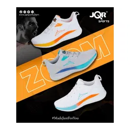JQR Men ZOOM White Orange Mesh Marking Running Shoes