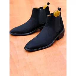 Bxxy Men Mid Top Suede Block-Heel Chelsea Elevator Boots