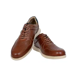 HX London Men Perforations Round Toe Lightweight Leather Sneakers