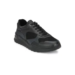 Delize Men Black Leather Sneakers