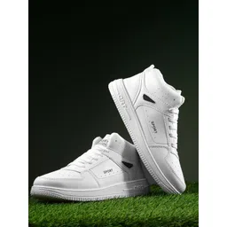 BIRDE Men Textured Round Toe Lightweight Patent Leather Sneakers