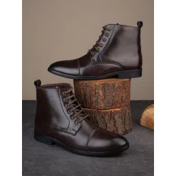 Styli Men High Top Faux Leather Lace Up Boots