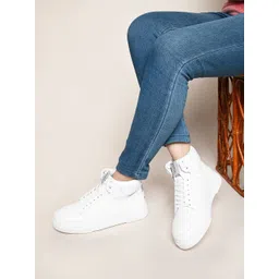 HRX by Hrithik Roshan Women White Mid Top Lightweight Comfort Insole Sneakers