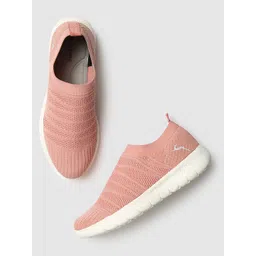 Marc Loire Women Peach-coloured Woven Design Slip-On Sneakers Casual Shoes