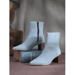 Dressberry Women Blue Faux Leather Casual Chelsea Boots Boots For Women