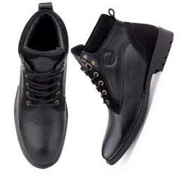 METEOR Leather Boots for Bikers Riders Trekking Trail & Hiking with Fur Lining Boots For Men